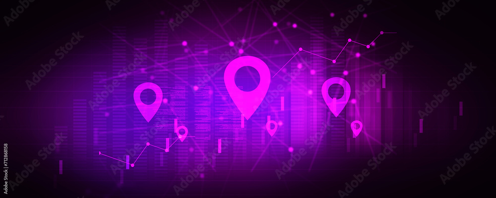 Poster 2d rendering red map pointer