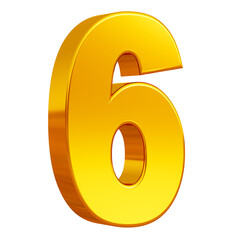 Golden 3d number 6