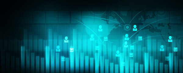 2d rendering Stock market online business concept. business Graph 