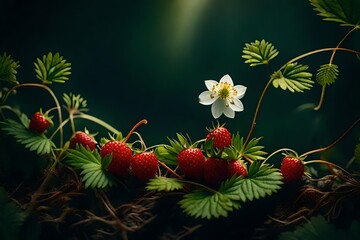 wild strawberry on a green background