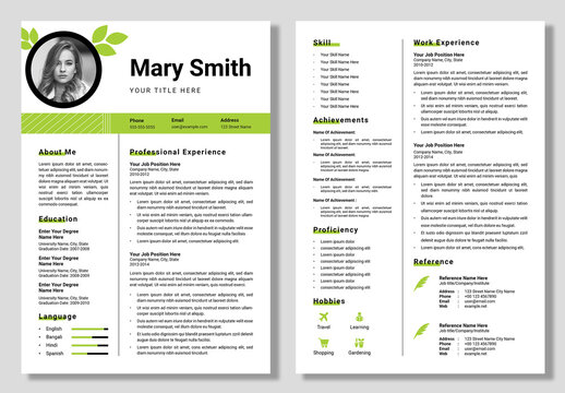 Modern Resume With Green Accents