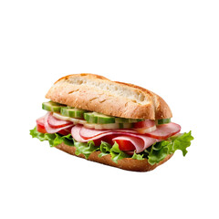 Mouthwatering submarine sandwich with a delightful medley of ingredients, including ham