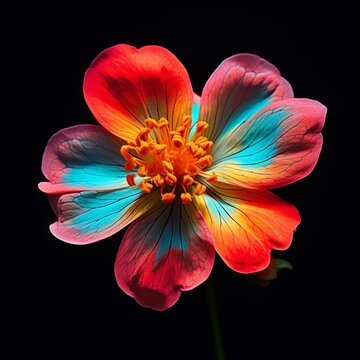 Generative AI Cinquefoil Flower neon Color illustration photo