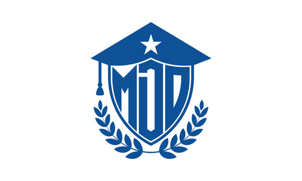 MDO three letter iconic academic logo design vector template. monogram, abstract, school, college, university, graduation cap symbol logo, shield, model, institute, educational, coaching canter, tech