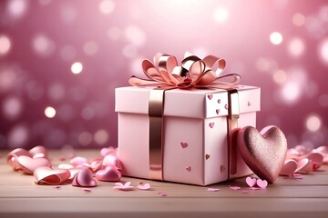 gift box with ribbon, valentine gift.