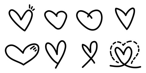 Hand drawn love heart icon. doodle Scribble hearts. Isolated on white background. Vector illustration