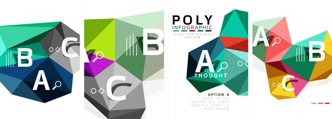 Set of triangle pattern poster backgrounds. Vector illustration For Wallpaper, Banner, Background, Card, Book Illustration, landing page