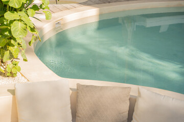 Pool Lounge Area at Tropical Luxury Resort and Spa Villa Hotel, Boujee Seating, Beautiful Boho...