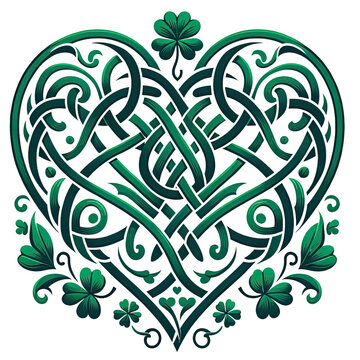Celtic Knot Heart Illustration in Green
