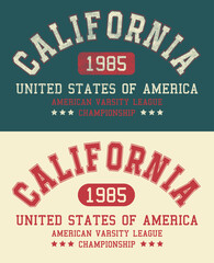 Retro American college varsity league typography California slogan print for tee - t-shirt or sweatshirt - hoodie.