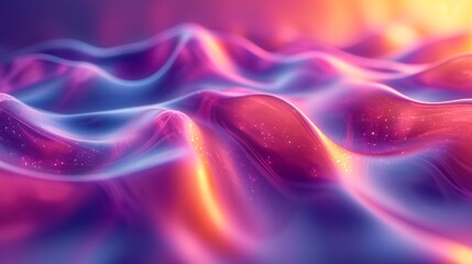 Flowing 3D wave in neon colors, iridescent and glossy. Set against a bright, abstract, colorful background. Realistic HD camera effect.