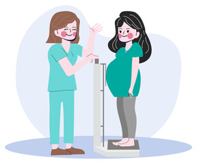 Checking weight pregnant woman vector