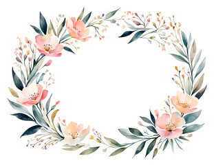 Obraz premium wax-flowers-arranged-in-a-delicate-floral-frame-minimalist-watercolor-illustration-trending