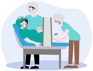 Childbirth scenes vector