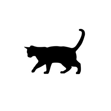 black shadow of cat Walking, vector illustration