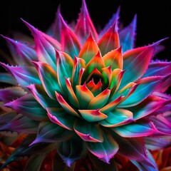 Fototapeta premium Aloe Socotrine Flower neon Color AI Generated pictures