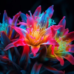 Aloe Socotrine Flower neon Color AI Generated pictures