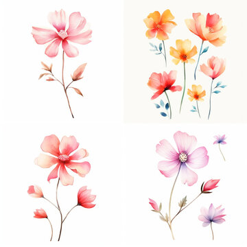 Set of flower wartercolor 
