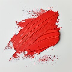 Red lipstick on a white background, close-up, top view - obrazy, fototapety, plakaty
