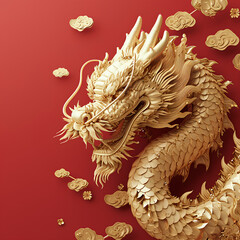 Fototapeta premium chinese new year golden dragon, lunar of the year