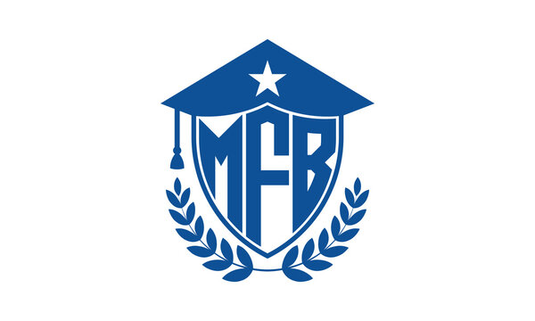 MFB three letter iconic academic logo design vector template. monogram, abstract, school, college, university, graduation cap symbol logo, shield, model, institute, educational, coaching canter, tech