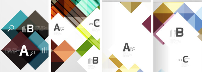 Set of square geometric poster backgrounds. Vector illustration For Wallpaper, Banner, Background, Card, Book Illustration, landing page