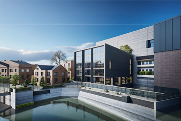 Fototapeta premium Urban Elegance: A Contemporary Architectural Chronicle. generative AI.