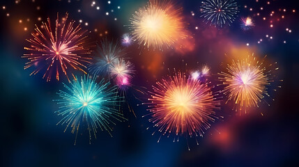 Fototapeta premium Fireworks background for celebration, holiday celebration concept