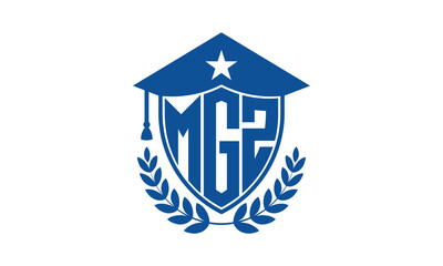 MGZ three letter iconic academic logo design vector template. monogram, abstract, school, college, university, graduation cap symbol logo, shield, model, institute, educational, coaching canter, tech