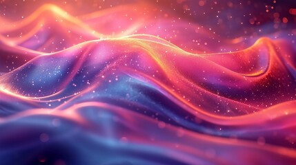 Neon, glossy wave in fluid 3D motion. Iridescent against a bright, holographic abstract background. Realistic HD camera appearance.