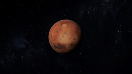 3D illustration of Beautiful Planet Mars Floating In Space
