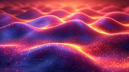 Neon, iridescent wave curving smoothly in a 3D render. Colorful, abstract backdrop enhancing motion. Realistic HD effect.
