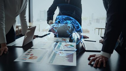 Group of business people meeting in office and global communication network concept. - Powered by Adobe