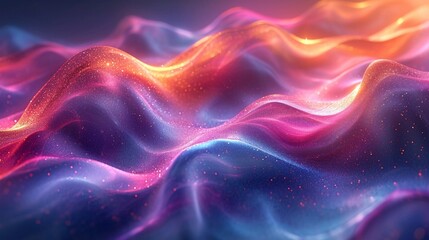 Neon wave, dynamic and fluid in 3D. Iridescent colors on a vibrant, holographic abstract backdrop. High-definition realism.