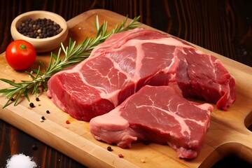 raw beef steak with vegetables morceaux de boeuf