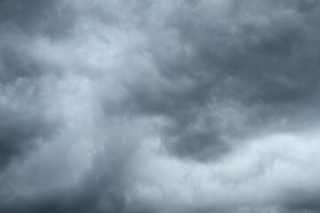 Dramatic, dark, blue cloudy sky overlay, Sky-overlays. Dramatic sky and lightning. Bad weather with dark clouds. Rain And Thunderstorm In Dramatic Sky