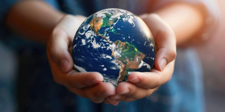 Hands holding an Earth globe