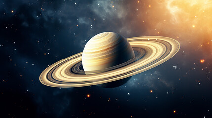 beautiful saturn planet in the universe planet with rings - obrazy, fototapety, plakaty