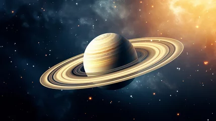 Foto op Canvas beautiful saturn planet in the universe planet with rings © Aura
