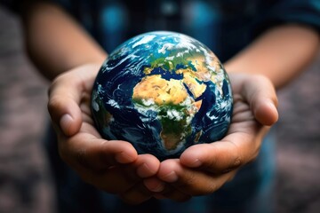 Hands holding an Earth globe