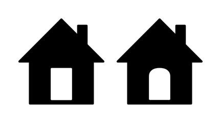 Home silhouette icon set vector. Black building flat icon illustration isolated on white background.