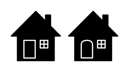 Fototapeta premium Home silhouette icon set vector. Black building flat icon illustration isolated on white background.