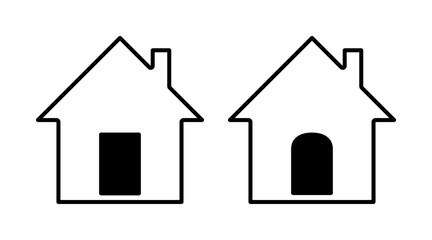 Home line icon set vector. Building outline icon illustration isolated on white background.