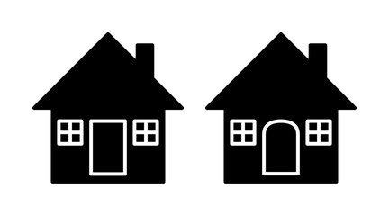 Home silhouette icon set vector. Black building flat icon illustration isolated on white background.