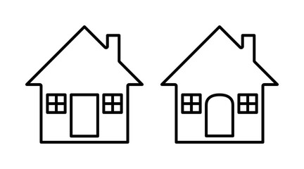 Fototapeta premium Home line icon set vector. Building outline icon illustration isolated on white background.