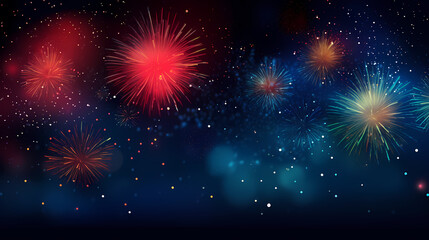 Naklejka premium Happy New Year, burning fireworks with bokeh light background