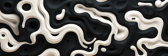 Abstract Black and White Topographic Lines