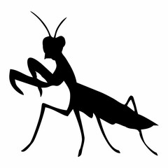 silhouette of a praying mantis or black insect