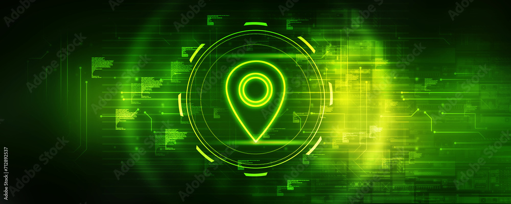 Poster 2d rendering red map pointer