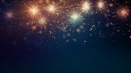Fototapeta premium Happy New Year, burning fireworks with bokeh light background